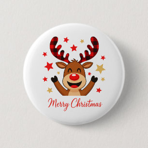 Reindeer Merry Christmas Holiday 6 Cm Round Badge