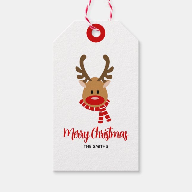 Reindeer Merry Christmas - JOY Gift Tags (Front)