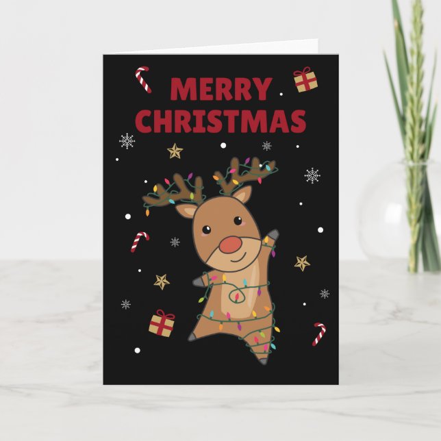 Reindeer Merry Christmas Winter Animals Deer Card (Front)
