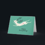 Reindeer Merry Everything Holiday Card<br><div class="desc">This design features a sweet,  retro-style reindeer leaping across a teal background and the joyful message,  "Merry Everything".</div>