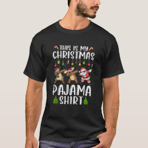 Reindeer Moose Santa Dabbing Christmas Pajamas  T-Shirt
