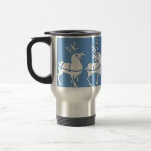 Reindeer Mug Coffee Cup Festive Blue Christmas Cup