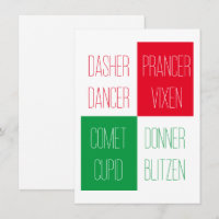REINDEER NAMES 4.5x6.25 Flat Card 