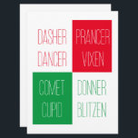 REINDEER NAMES 6.5x8.75 Flat Card<br><div class="desc">Send a greeting, or create an invitation with this REINDEER NAMES 6.5"x8.75" flat card. The design is all the names of Santa's reindeer. Easily type in a different name to replace any of the existing ones with "Personalise this template". Add a message on the back with Edit Design, and Add...</div>