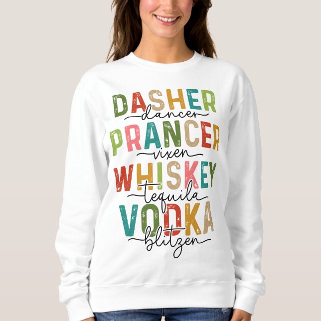 Reindeer Names Holiday Women's Sweatshirt (Front)