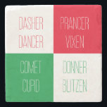 REINDEER NAMES Marble Stone Coaster<br><div class="desc">The design on this REINDEER NAMES marble stone coaster is all the names of Santa's reindeer. * Easily type in a different name to replace any of the existing ones with "Personalise this template". * Other coasters, and matching products are available in the REINDEER NAMES category of my shop. **...</div>