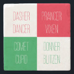 REINDEER NAMES Marble Stone Coaster<br><div class="desc">The design on this REINDEER NAMES marble stone coaster is all the names of Santa's reindeer. * Easily type in a different name to replace any of the existing ones with "Personalise this template". * Other coasters, and matching products are available in the REINDEER NAMES category of my shop. **...</div>