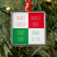 REINDEER NAMES Premium Square Ornament