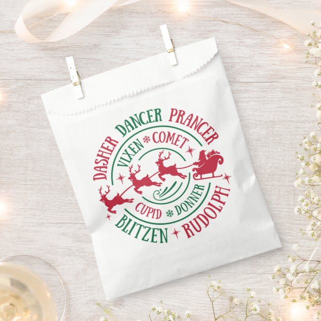 Reindeer Names Round Word Art   Favour Bags (Clipped)