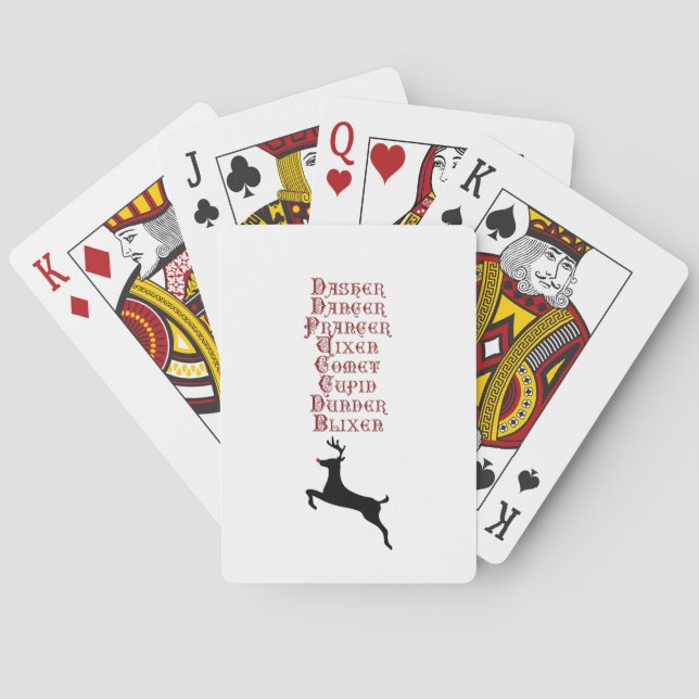 Reindeer Names Rudolph, Comet, Blixen Reindeer Playing Cards (Back)