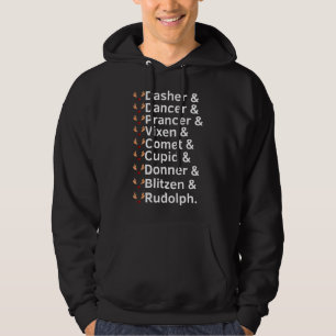 Reindeer Names Rudolph Santa Claus Ugly Christmas  Hoodie