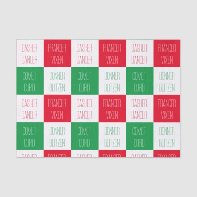 REINDEER NAMES Tissue Paper (Front)