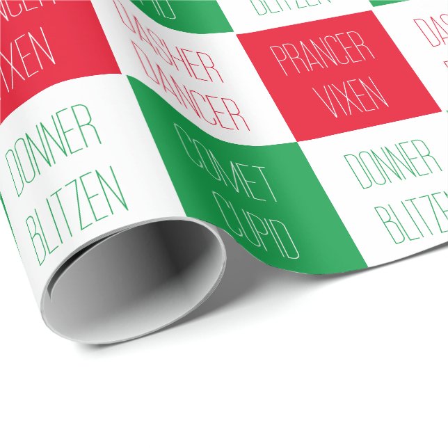 REINDEER NAMES Wrapping Paper (Roll Corner)
