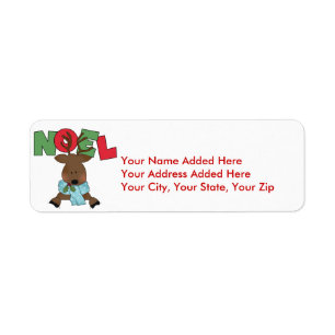 Reindeer Noel Holiday Return Address Labels