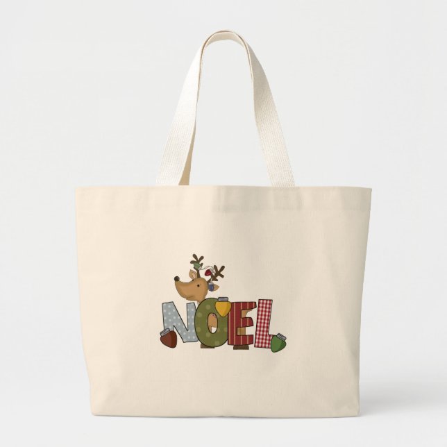Reindeer Noel Holiday Tshirts and Gifts Large Tote Bag (Front)