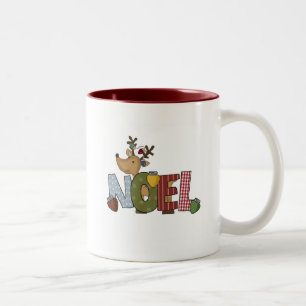Reindeer Noel Holiday Tshirts and Gifts Two-Tone Coffee Mug