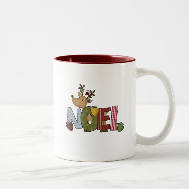 Reindeer Noel Holiday Tshirts and Gifts Two-Tone Coffee Mug (Right)