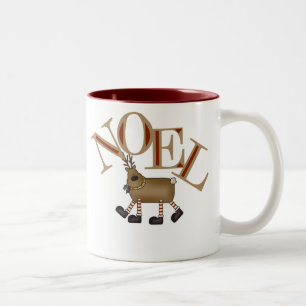 Reindeer NOEL Two-Tone Coffee Mug
