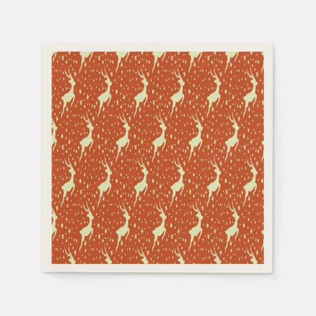 Reindeer on Brown Background  Napkin (Front)