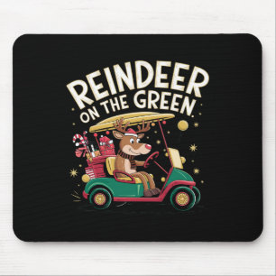 Reindeer On Green Christmas Golf Tee For Golfers  Mouse Pad