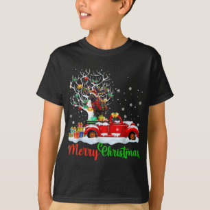 Reindeer On Red Truck Christmas Pajama Funny Xmas T-Shirt