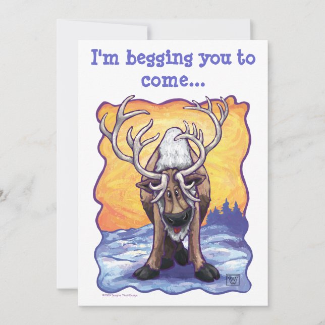 Reindeer Party Centre Invitation (Front)