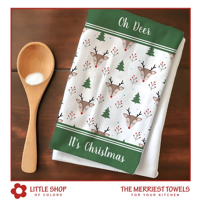 Reindeer Pattern Personalised Christmas Tea Towel (Creator Uploaded)