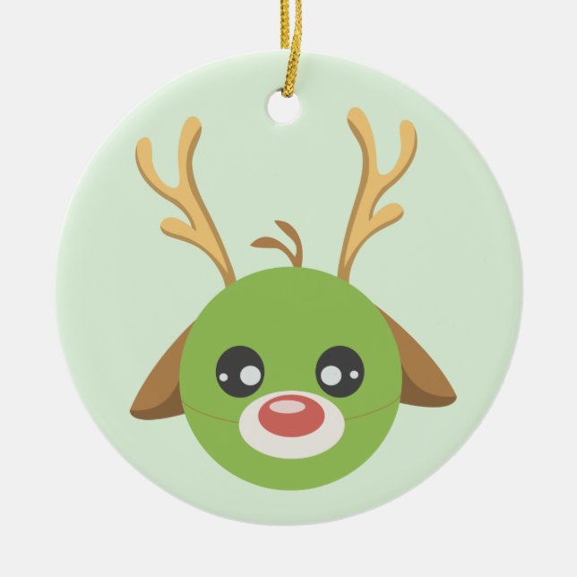 Reindeer Pea Ceramic Ornament (Front)