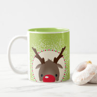 REINDEER PEEKING cute red nose rudolph lime green