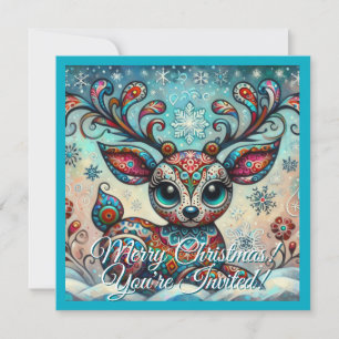 Reindeer Personalised Christmas Party Invitation