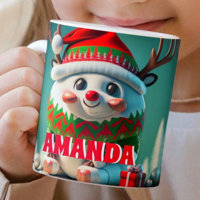 Reindeer Personalised Kids Hot Chocolate Mug (Creator Uploaded)