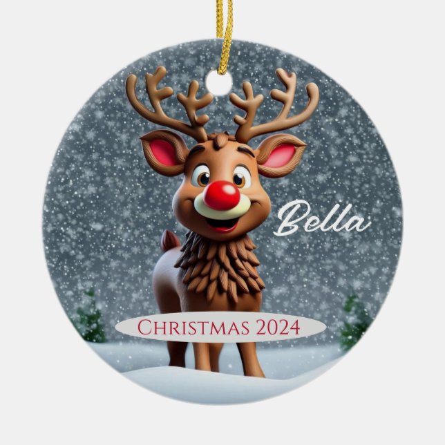 Reindeer Personalised Ornament (Front)