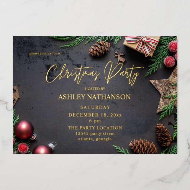 Reindeer & Pine Rustic Christmas Party (Front)