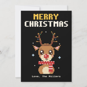 Reindeer Pixel Art Christmas Card