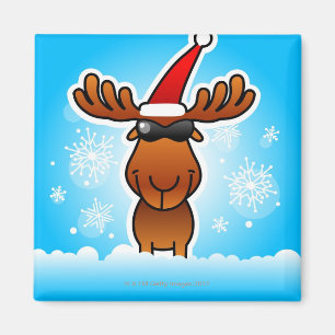 Reindeer Playing Santa Magnet