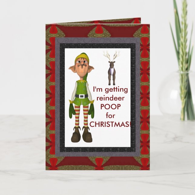 Reindeer poop card. holiday card (Front)