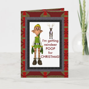 Reindeer poop card. holiday card
