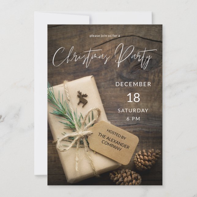 Reindeer & Present Christmas Party Invitation (Front)