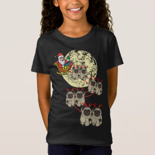 Reindeer Pug Santa Christmas Animal Pet Xmas Dog L T-Shirt