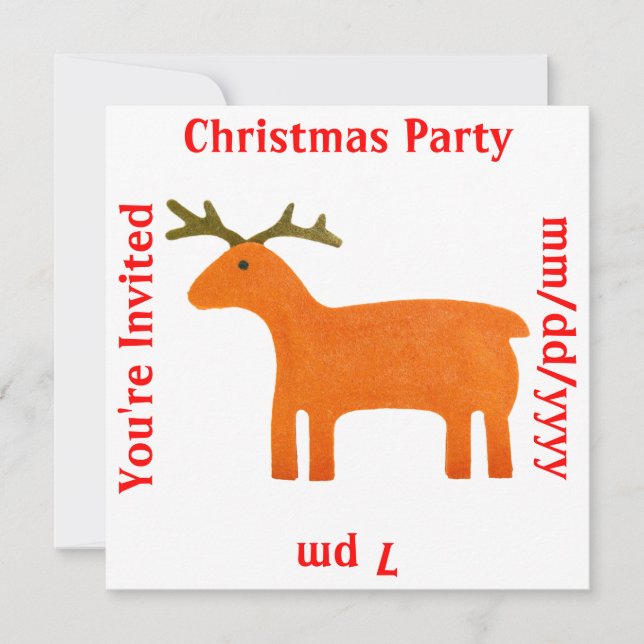 Reindeer Puppet Invitation Template (Front)