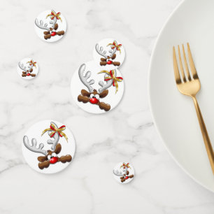 Reindeer Puzzled Funny Christmas Character Confetti