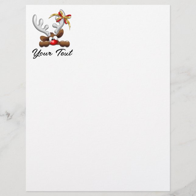 Reindeer Puzzled Funny Christmas Character Custom Letterhead (Front)