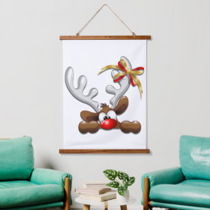 Reindeer Puzzled Funny Christmas Character Hanging Tapestry