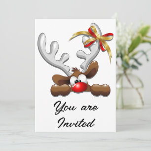 Reindeer Puzzled Funny Christmas Character Invitation