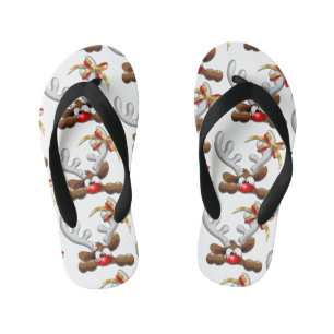 Reindeer Puzzled Funny Christmas Character Kid's Jandals