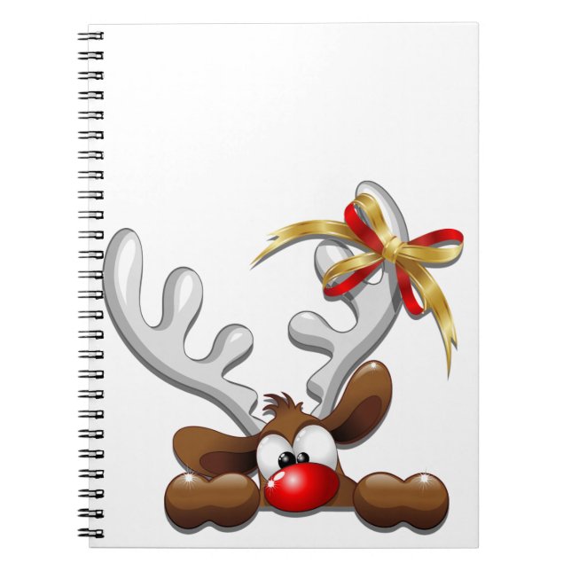 Reindeer Puzzled Funny Christmas Character Notebook (Front)