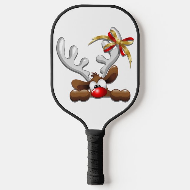 Reindeer Puzzled Funny Christmas Character Pickleball Paddle (Front)