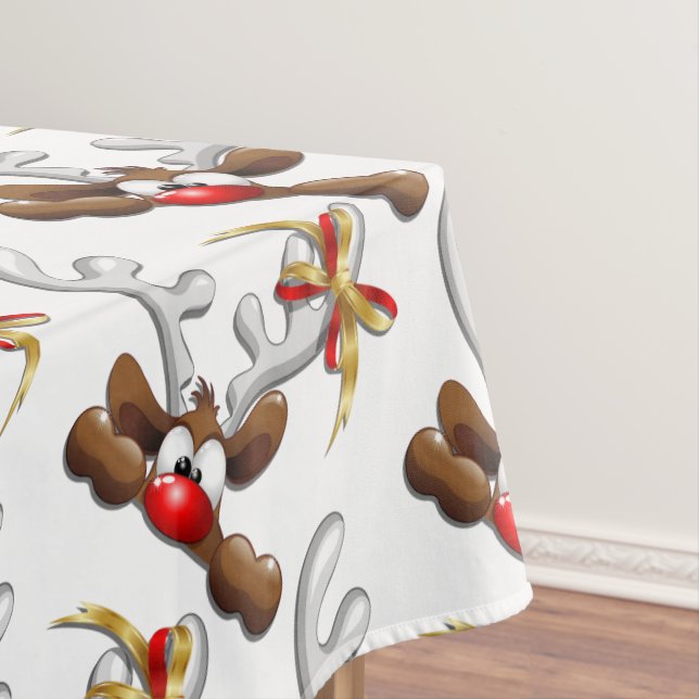 Reindeer Puzzled Funny Christmas Character Tablecloth (In Situ)