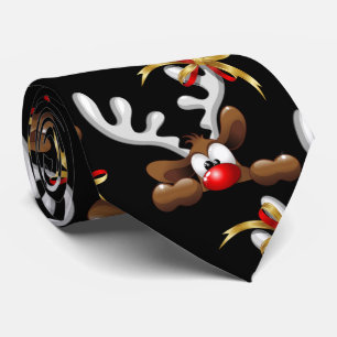 Reindeer Puzzled Funny Christmas Character Tie