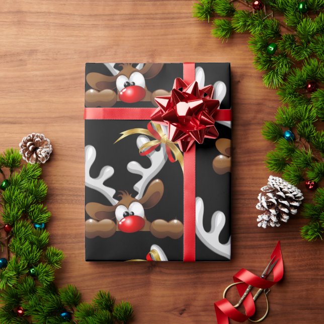 Reindeer Puzzled Funny Christmas Character Wrapping Paper (Holiday Gift)